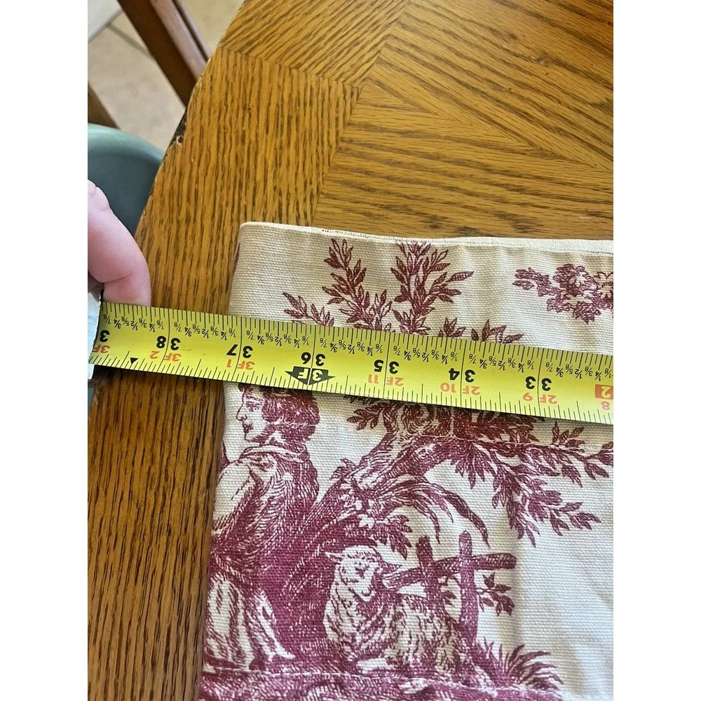 Toile Valance Burgundy Red Off White Beige Gingham Check French Country 74x15.5